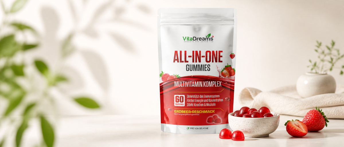 Erdbeer-Gummies in einer Hand