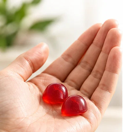 Hand mit zwei VitaDreams Gummies